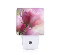Pink Rose Plug-in Led Night Light with Motion Sensor Dusk to Dawn Sensor Backlit Nightlight for Bedroom Bathroom