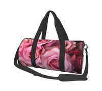 Pink Rose Printed Canvas Travel Duffel Bag - Gym Sports Bag with Large Capacity for Weekend Business Travel