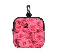 Pink Rose, Square Zipper Storage Bag, Neoprene Coin Purse, Small Wallets, Change Pouch, Change Purse