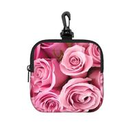Pink Rose, Square Zipper Storage Bag, Neoprene Coin Purse, Small Wallets, Change Pouch, Change Purse