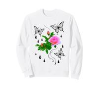 Pink Rose With Butterflies & Dew Drops Shapes Mania Sweatshirt