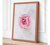 Pink Rose with Dew Minimalist Canvas Wall Art Print 24x16 Inch