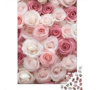Pink Roses 1000 Pcs 3-Layer Cardboard Romantic Floral Design Classic Jigsaw, Ultra Difficult, Brain Training, Stress Relief, Wall Decor & Senior Gift 70x50cm/1000pcs