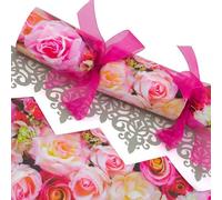 Pink Roses | 12 Standard Crackers & Ribbon | Make & Fill Your Own