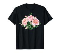 Pink Roses Beautiful Flowers Pretty Floral Botanical Flora T-Shirt