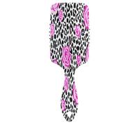 Pink Roses Black White Leopard Print 3d Air Cushion Massager Brush, Detangling Brush, Anti Static Brush, Women Hair Massager