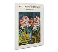 Pink Roses By Ernst Ludwig Kirchner Canvas Print | Gallery Wrapped 30mm Frame Wall Art | 30x20 inches | Ready to Hang | Surrealist Floral Picture | Living Room Bedroom Lounge Office