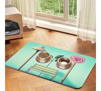 Pink Roses by The Bench Pet Feeding Mat Dog Cat Eating Food Absorbent Leather Tablecloth for and Water Bowl Waterproof No Stains Quick Dry Non-Slip 17.72 * 11.8IN