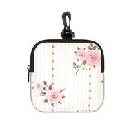 Pink Roses Dot Printed, Square Zipper Storage Bag, Neoprene Coin Purse, Small Wallets, Change Pouch, Change Purse