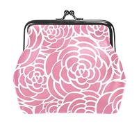 Pink Roses Floral Flowers Women’s PU Leather Coin Wallets Girls Mini Buckle Coin Purse Pouch