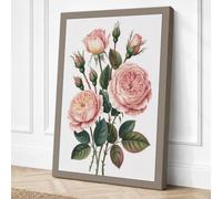 Pink Roses in Bloom Botanical Canvas Wall Art Print 30x20 Inch (76 x 51 cm)