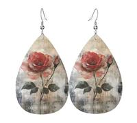 Pink roses in bloom Pattern teardrop earrings, fashionable earrings suitable for work/dating/vacation