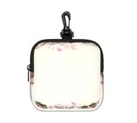 Pink Roses Oval Frame Vintage, Square Zipper Storage Bag, Neoprene Coin Purse, Small Wallets, Change Pouch, Change Purse