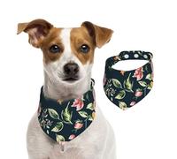 Pink Roses Peonies Green Leaves,Dog Bandanas Cotton Pet Scarf Adjustable Bibs for Pet,S