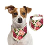 Pink Roses,Pet Bib Scarf Cats Dog Bandana Dogs Towel Bib Adjustable Pet Scarf,M