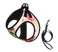 Pink Roses,Pet Harness,Adjustable Reflective Dog Harness,Pet Leash Vest,L