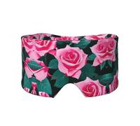 Pink Roses Picture Print Sleep Eye and Ear Muffs Mask - Adjustable Yoga Travel Headband, Keep Warm Shading Comfortable Aid
