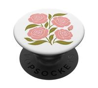 Pink Roses Vintage Flower Lover Illustration Floral Graphic PopSockets Adhesive PopGrip