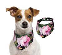 Pink Roses Vintage On Nature Rose,Dog Bandanas Cotton Pet Scarf Adjustable Bibs for Pet,L