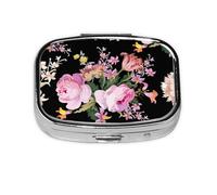 Pink Roses Vintage On Nature Rose,Meta Pill Box 2 Compartment Medicine Case,Portable Organizer,Rectangle Meta Portable Organizer Pill Box 162 Compartment Medicine Case