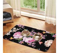 Pink Roses Vintage On Nature Rose,Waterproof Pet Feeding Mat,PU Leather Placemats for Cat Dog Water Bowl,Food Mats,40x60cm