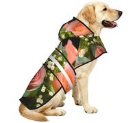 Pink Roses Waterproof Dog Raincoat And Rain Jacket With Hood, Reflective Strips And Adjustable Belly Strap, Fits Small To Large Dogs