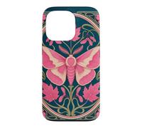 Pink Rosy Maple Moth Art Nouveau Botanical Case for iPhone 13 Pro