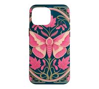 Pink Rosy Maple Moth Art Nouveau Botanical Case for iPhone 16 Pro Max