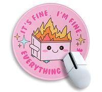 Pink Round Mouse Pad for Desk, Cute Office Decor, Dumpster on Fire Small Mousepad，Stitched Edge Non-Slip Rubber Base, Computer Mouse Pads for Wireless Mouse，Desk Accessories