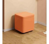 Pink Round Ottoman Storage Bench Upholstered Footrest Vanity Stool with Removable Lid Leather Pouffe Footstool for Bedroom Shoe Change Stool Small Ottoman for Living Room