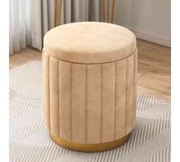 Pink Round Ottoman Storage Stool with Gold Base Stylish Upholstered Seat for Shoe Changing Perfect for Living Room Bedroom Entryway Study Furniture