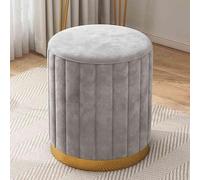 Pink Round Ottoman Storage Stool with Gold Base Upholstered Footrest for Shoe Changing Ideal for Living Room Bedroom Study Entryway