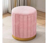 Pink Round Ottoman Storage Stool with Gold Base Upholstered Footrest for Shoe Changing Ideal for Living Room Bedroom Study Entryway