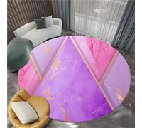Pink Round Rug Geometric Marble Texture Triangle Washable Circle Carpet 80 cm Living Room Rug, Non-Slip Indoor Floor Carpet with Non-Slip Backing - Bedroom Kids Nursery Play Room