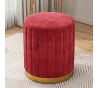 Pink Round Storage Ottoman Stool with Gold Base Upholstered Footrest for Shoe Changing Perfect for Living Room Bedroom Study Entryway