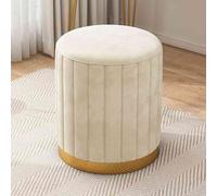 Pink Round Storage Ottoman with Gold Base Upholstered Footrest for Shoe Changing Perfect for Living Room Bedroom Study Entryway
