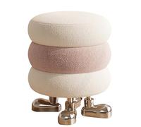 Pink Round Vanity Stool without Arms - Ideal for Makeup Study Bedroom Home Office - Stylish Seat for Dressing Table and Comfortable Seating