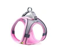 (Pink, S) Cat Dog Harness Vest Chest Rope Set Reflective Breathable Adjustable Pet Harness for Small Medium Dogs Outdoor Walking