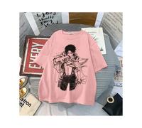 (Pink, S) Japanese Anime T-shirt Summer Harajuku T-shirt for Men Attack on Titan Levi Ackerman Eye Tees Men Short Sleeve O-neck Women Tops