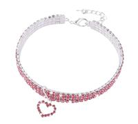 (pink, S) Pet Crystal Collar Kitten Necklace Pet Pendant Shiny Bright Heart Shaped Crystal Diamond Decoration