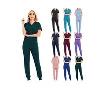 (Pink, S) Women Medical Scrubs Doctor Uniform Trousers Set Nurse Dentist Hospital Suits