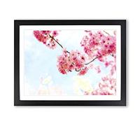 Pink Sakura Blossom Tree In Bloom Painting Modern Art Framed Print | A2 Black Framed Wall Art | Ready to Hang | Modern Floral Picture | Living Room Bedroom Lounge Office