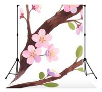 Pink Sakura Branch Backdrop for Photography,5x7ft Backdrop Picture Back Drop Banner Personalized Photo Backdrops Curtain for Fireplace Home Decoration Newborn Birthday Wedding Party