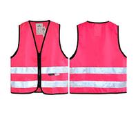 Pink Salzmann 3M Children's Safety Vest - High Visibility 3M Reflective Tape Hi-Vis Heavy Duty Zipper