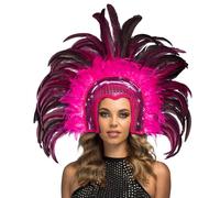 Pink Samba Feather Headdress Brazilian Carnival Mardi Gras Fancy Dress