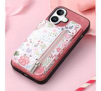 (pink, Samsung A12/M12) Rfid Blocking Zippered Wallet Phone Case With Card Slot & Stand For Iphone Samsung Xiaomi Google Magnetic Car Mount Stylish Floral Print Phone Cov