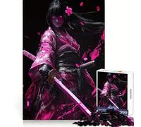 Pink Samurai Warrior 1000 Piece Jigsaw Puzzles for Teenagers Jigsaw Recall Build Easy Leisure Neat Cut Santa Wish Gift (38x52cm)