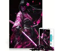 Pink Samurai Warrior 1000 Piece Jigsaw Puzzles for Teenagers Jigsaw Recall Build Easy Leisure Neat Cut Santa Wish Gift (38x52cm)