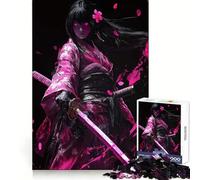 Pink Samurai Warrior 1000 Pieces Jigsaws Adults Puzzles Gifts Strong Logic Toy Soothing Play Clear Edge Heartfelt Gift (50x75cm)