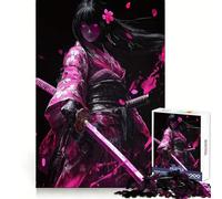 Pink Samurai Warrior Jigsaw Puzzles for Adults 1000 Pieces Clear Logic Toy Quiet Hobby Perfect Cut Stylish Gift (38x26cm)